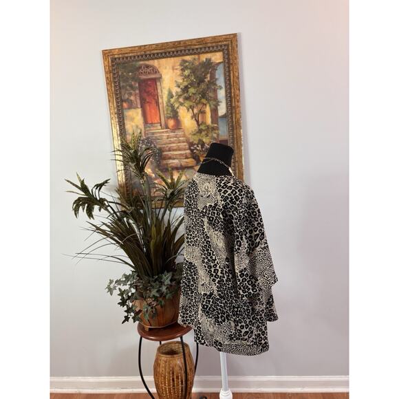 Kathy Che Women Blouse 18 Animal Print Y2K Open Front Hidden Botton Short Sleeve - Picture 2 of 9